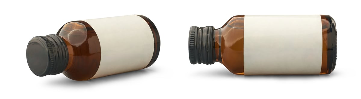 Placeholder product photo — amber glass bottle with a blank label, ready for the seller's own image